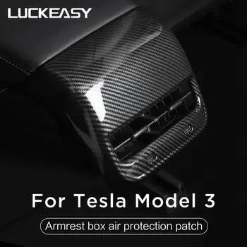LUCKEASY For Tesla model 3 2017-2019 Bageste armlæn max ABS Carbon fiber dekorative form boligindretning Auto Tilbehør