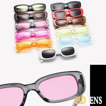 SÅ&EI Mode Rektangel Kvinder Solbriller Candy Farve Klar Linse Briller Damer Tendenser Sol Briller Vintage Mænd Oculos UV400