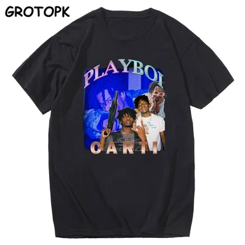 Casual Mandlige Playboi Carti Vintage T-Shirt, Fede Grafiske Print Mand Stor Størrelse Sommer O-neck T-Shirt i Bomuld t-Shirt til Mænd, Kvinder