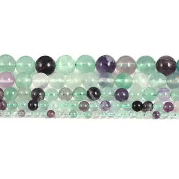 Farve fluorit Runde Perler 4 6 8 10 12 mm Temperament Naturlige Perler til Smykker at Gøre Diy Smykker Tilbehør 6790