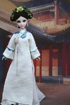 Håndlavet Traditionel Kinesisk Kjole Qipao Vestido Kjole Til Dukkerne Tøj Cheongsam Qing-Dynastiet Design Kostume Dukker Med Kjole 6792