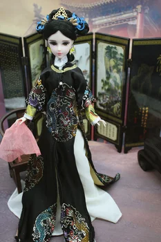 Håndlavet Traditionel Kinesisk Kjole Qipao Vestido Kjole Til Dukkerne Tøj Cheongsam Qing-Dynastiet Design Kostume Dukker Med Kjole