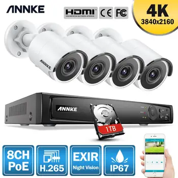 ANNKE 8CH 8MP Ultra HD PoE Netværk Video Security System 4K H. 265 Overvågning NVR 4x8MP HD IP67 POE CCTV Bullet Kameraer