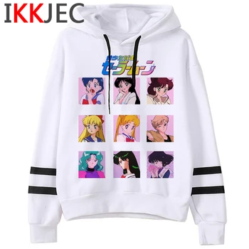 Kawaii Sailor Moon Usa Vinter Casual Hættetrøjer Kvinder Søde Anime Æstetiske Harajuku Sweatshirt Grafisk Streetwear Hoody Kvinder