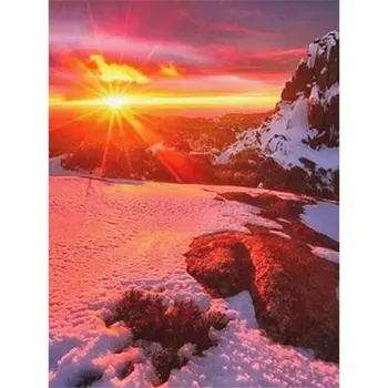 GATYZTORY Snow mountain solnedgang Landskab Maleri Af Numre Håndmalet Gave Billede Af Antallet Træ, Natur-Kits Hjem Indretning