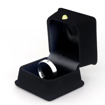 Firkantede Sorte Nuværende Sofa Ring Velvet Gaveæske Smykker Emballage Til Bryllup Engagement Displayet Holder Opbevaring Engros