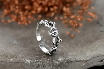Nye Ankomst 925 Sterling Sølv Mode Kraniet Unisex Ringe, Smykker Til Kvinder, Mænd Finger Åben Ring Aldrig Fade Drop Shipping