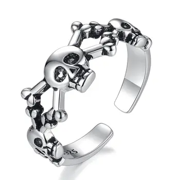 Nye Ankomst 925 Sterling Sølv Mode Kraniet Unisex Ringe, Smykker Til Kvinder, Mænd Finger Åben Ring Aldrig Fade Drop Shipping