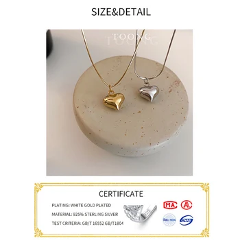 925 Sterling Sølv Halskæde Kæde Til Kvinder hjerte form Fashion Bryllup Engagement Smykker gave engros guld farve
