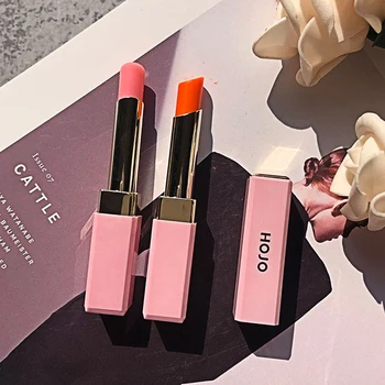 Hojo moisturizing lipstick pink orange farve fuld lip care vandtæt langvarig temperatur farve Jelly Lip Balm