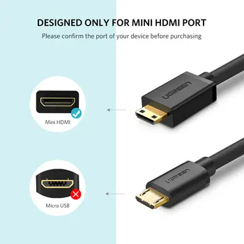 Ugreen Mini HDMI-kompatibel Adapter Mini Micro HDMI-kompatibelt Kabel-Adapter 4K/60Hz Kompatibel for Raspberry Pi ZeroW Bærbar