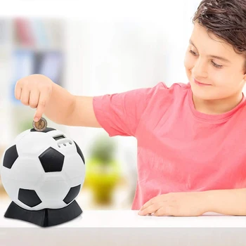 Fodbold Form Sparegris Penge Ved At Tælle Fodbold Sort / Hvid Fodbold Counter Sparegris Fodbold Coin Bank For Børn Drenge