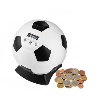 Fodbold Form Sparegris Penge Ved At Tælle Fodbold Sort / Hvid Fodbold Counter Sparegris Fodbold Coin Bank For Børn Drenge