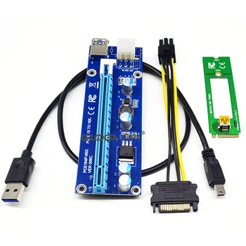 M. 2 NGFF til PCI-E X16 Slot Overførsel Kort, Minedrift m.2 Riser med sata til 6pin power kabel-Riser card Extension Line for BTC-enhed