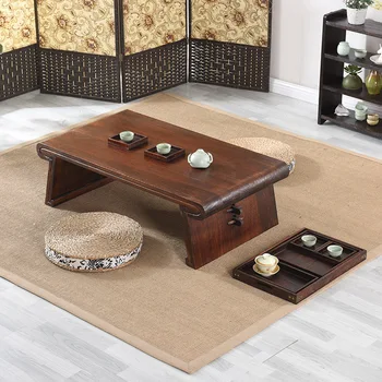 Træ-Asian Japansk/Kinesisk Lave Te Bordet, Rektangel, Stue Møbler Tabel For Te, Kaffe Antikke Gongfu Træ Tabel