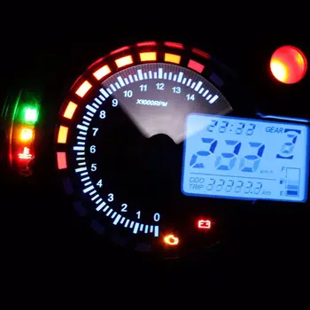 Motorcykel Speedometer 299 kilometer i timen Mph 7 Farve 14000RPM Omdrejningstæller ATV Quad Vanvid Universal Digital Speedometer