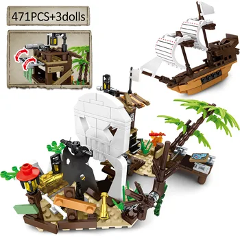 Byen Skaberen Pirat Skib Skattekiste Model Mursten Tekniske Pirates of the Caribbean byggesten Tal Legetøj