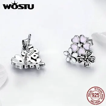 WOSTU Hot Salg 925 Sterling Sølv Poetisk Cherry Blooms Blomster Stud Øreringe til Kvinder Mode Oprindelige Sølv Smykker CQE400