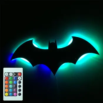 Led-Væg Lys Personlighed USB-Fjernbetjening Batman Spejl Lys, Farverige Farve Skabet Korridor Stue, Soveværelse Indretning