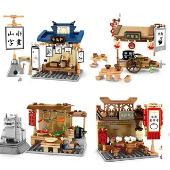 Sembo blokke City Mini Street-Serien Pædagogisk legetøj byggesten Kalligrafi shop nudler Diy drenge Legetøj Til Børn Gave