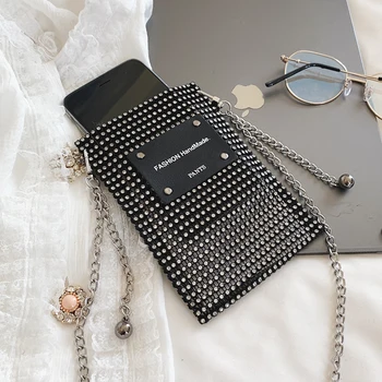 Diamant-Mini Telefon taske 2020 Sommer Fashion New Høj Kvalitet Kvinders Designer Håndtaske Søde Pige Kæde Skulder Messenger taske