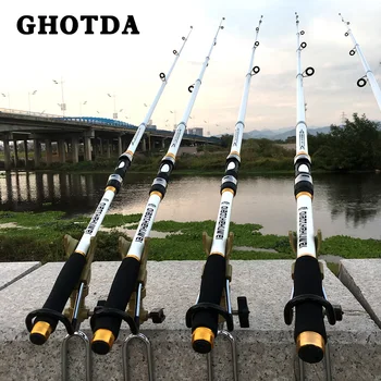 GHOTDA Hårdt 2.7/3.6/4.5/5.4/6.3 Meter Hånd Pole Teleskopisk Spinning fiskestænger Fisk Tackle Hvid