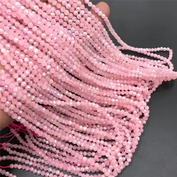 Natursten Steg Quartzs Løse Perler 2mm 3mm 4mm Lille Pink Quartz Crystal Charm Perler til smykkefremstilling af Armbånd-Halskæde