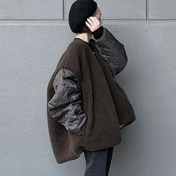 2020 Bomuld Vatteret Jakke Kvinder Designer Mode Japansk koreansk OL Patchwork Løs Parkacoats Forår Vinter Frakke Outwear Overfrakke
