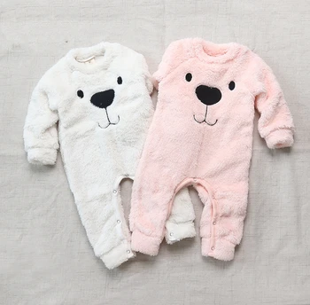 Baby Dreng Rompers Børn plys baby pyjamas, varm, efterår og vinter Baby Sparkedragt Baby Pige Tøj