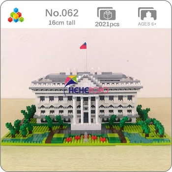 YZ 062 verdensberømt Arkitektur USA Hvide Hus 3D-Model DIY Mini Diamant Blokke, Mursten Bygning Legetøj for Børn, ingen Box