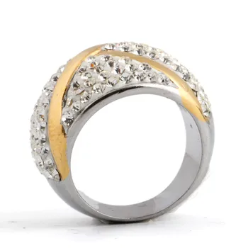 Varme Produkter I Rustfrit Stål Finger Ring-Guld-Farve X Krystal Smykker Ring 7115