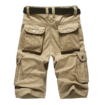 Mænd er Sommer Cargo Shorts Casual Bomuld Side Lomme Knæet Længde Army Grøn Khaki Black Militære Urban Tøj Mandlige Bermuda Fragt