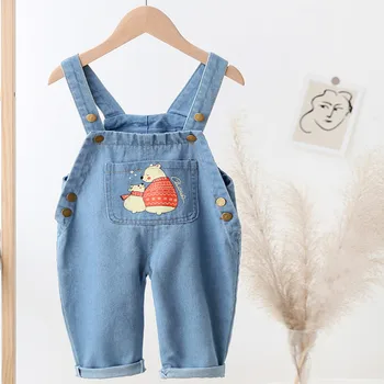 IENENS Baby Overalls Småbørn Tøj Dreng Pige Jumpsuit Playsuit Spædbarn Denim Overalls 1 2 3 4 Års Forår Efterår Jeans