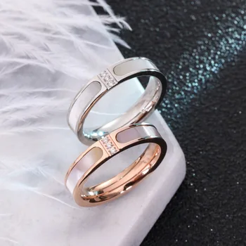 Høj Kvalitet Trendy Rosa Guld farve Titanum Stål Shell Finger Ring Lav pris Engros ,Nice smykker gave , TR054