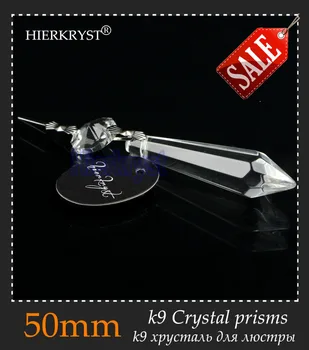 HIERKRYST 50 stk/meget Klart Lysekrone Glas Krystaller Lampe Prismer Dele Hængende Vedhæng 50mm 2