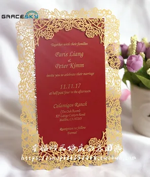 30stk/masse 2018 NYE laser cut blomst Rose-design papir, Gemme Den Dato, RSVP bryllup invitation kort med tekst tilpasset