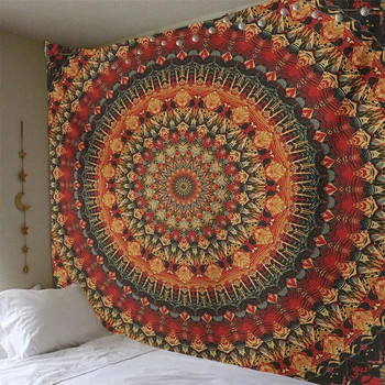 Mandala Indien Stil Gobelin Vægtæpper Polyestry Dækker Hippie Væggen Klud Gobelin Boho Strand Håndklæde Kunst Soveværelse Indretning Tæppe