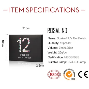 ROSALIND Manicure Sæt Gel Neglelak Hybrid Lak 6STK/12PCS kit Negle Kunst Soak Off Gel lak Søm Udvidelse hurtig levering