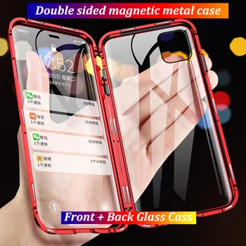 Magnetisk Adsorption Metal Case Til iPhone 11 Sager, Dobbelt Glas Bumper Til iPhone XR 7 8 XS X 11 Pro Max Plus SE 2020 Dække Etui 7250