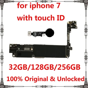 32GB 128GB 256GB Oprindelige bundkort til iphone 7 med / uden touch-ID ulåst iphone 7 bundkort med fuld chips 7265