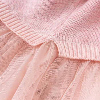 DBZ14948 dave bella efteråret baby girl ' s cute bow print mesh sweater dress børn fashion party dress børn spædbarn lolita tøj