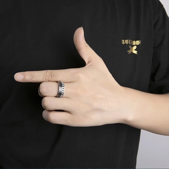 Herre ringe i rustfrit stål mode ring for mænd sort hip hop Carbon fiber crystal ringe Stål smykker gaver mandlige tilbehør