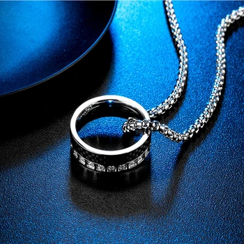 Herre ringe i rustfrit stål mode ring for mænd sort hip hop Carbon fiber crystal ringe Stål smykker gaver mandlige tilbehør