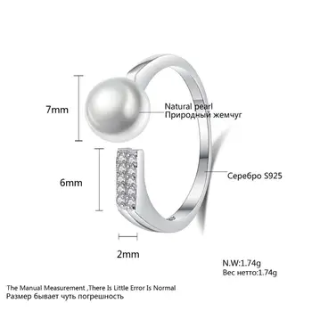 PAG&MAG Skabe Feashwater Perler Cubic Zirconia Ring Sterling Sølv 925 Justerbar Finger Ring Chram Geometriske Bague Smykker