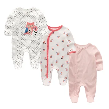 3pcs/masse Baby-Footed Rompers Nyfødte Tøj med Lange Ærmer Komfortable Pyjamas baby, dreng, pige tøj Bomuld baby Jumpsuit