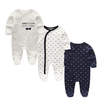 3pcs/masse Baby-Footed Rompers Nyfødte Tøj med Lange Ærmer Komfortable Pyjamas baby, dreng, pige tøj Bomuld baby Jumpsuit