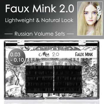 [.03/.05 C/D/DD/D+ 8-15mm/Mix] Mia Faux Mink Fanny Volumen Super Tynd, Let og Blødt Lash Semi Permanent Enkelte Eyelash Extension 73266