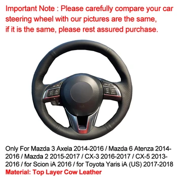 Håndsyning Rattet Dækning af Top Cow Læder Volant For Mazda 3 Axela Mazda 6 Atenza Mazda 2 CX-3 CX-5 Scion iA 2016 7327