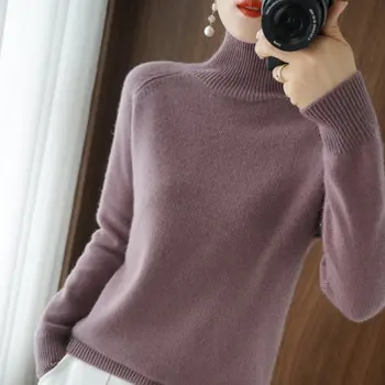 Turtleneck sweater kvinder er efterår og vinter tøj 2020 ny tyk indre langærmet toppe vilde løs strik bunden shirt1214