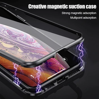 360 Magnetiske Adsorption Metal Case Til iPhone 11 12 Pro XS Antal XR Dobbelt-Sidet Glas cover Til iPhone 8 7 6'ere Plus SE Magnet Cover